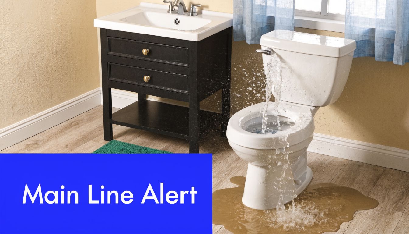 A bathroom featuring a toilet overflowing with water onto the floor, highlighting a severe plumbing issue.